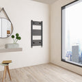 Aver-Growth- 1000x500mm Black Heated Towel Rail Straight Designer Bathroom Ladder Radiator