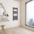 Aver-Growth- 1200x500mm Black Heated Towel Rail Straight Designer Bathroom Ladder Radiator