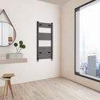 Aver-Growth- 1200x600mm Black Heated Towel Rail Straight Designer Bathroom Ladder Radiator