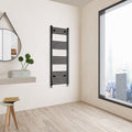 Aver-Growth- 1400x500mm Black Heated Towel Rail Straight Designer Bathroom Ladder Radiator