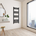 Aver-Growth- 1400x600mm Black Heated Towel Rail Straight Designer Bathroom Ladder Radiator
