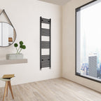 Aver-Growth- 1600x400mm Black Heated Towel Rail Straight Designer Bathroom Ladder Radiator