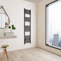 Aver-Growth- 1800x400mm Black Heated Towel Rail Straight Designer Bathroom Ladder Radiator