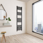 Aver-Growth- 1800x450mm Black Heated Towel Rail Straight Designer Bathroom Ladder Radiator