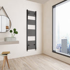 Aver-Growth- 1800x500mm Black Heated Towel Rail Straight Designer Bathroom Ladder Radiator