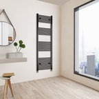 Aver-Growth- 1800x600mm Black Heated Towel Rail Straight Designer Bathroom Ladder Radiator