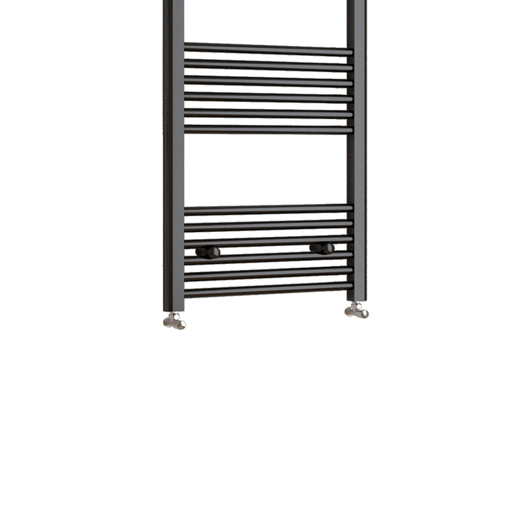 Aver-Growth- 800x600mm Black Heated Towel Rail Straight Designer Bathroom Ladder Radiator