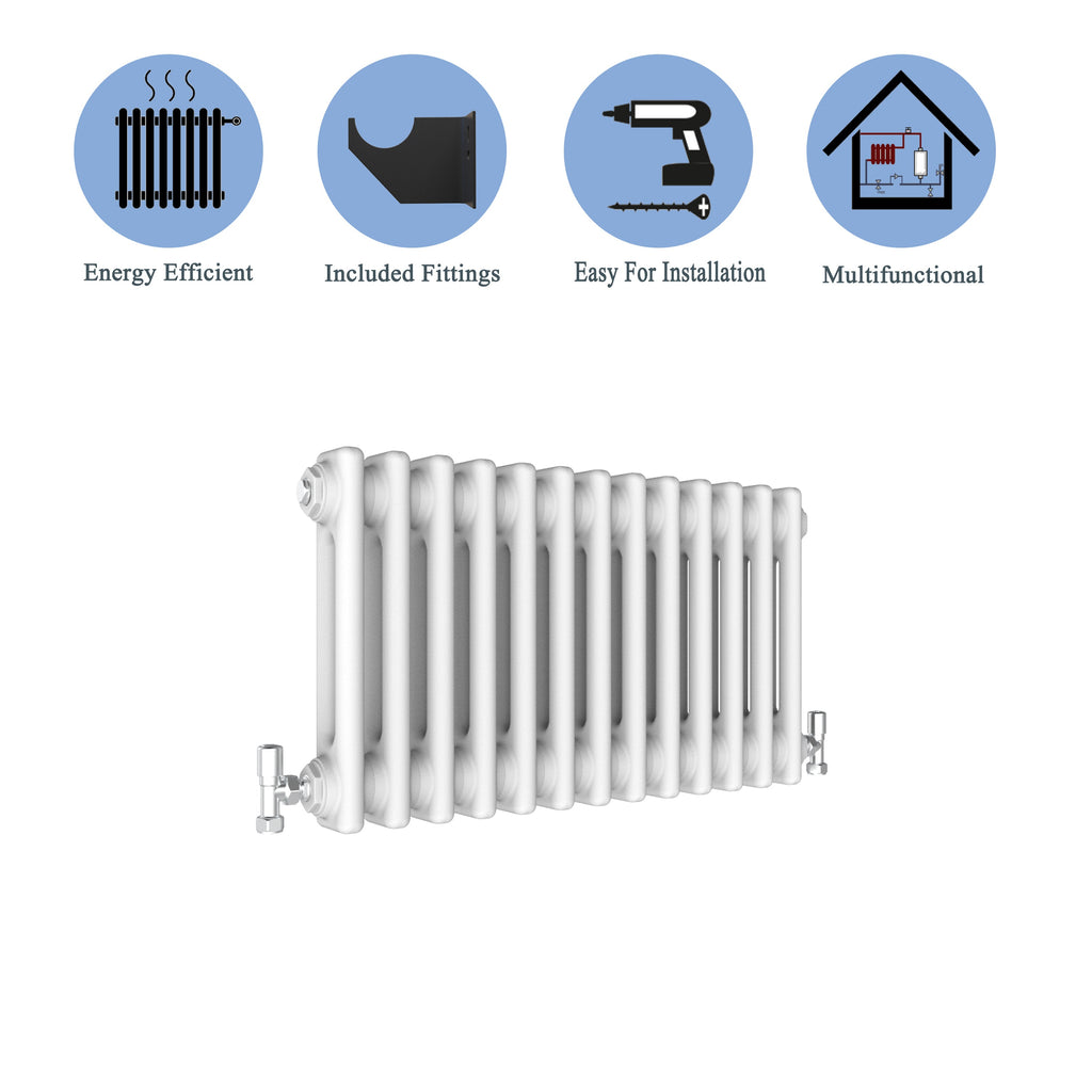 Aver-Growth- Traditional Horizontal 300x605mm 2 Columns White Cast Iron Radiator