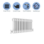 Aver-Growth- Traditional Horizontal 300x605mm 2 Columns White Cast Iron Radiator