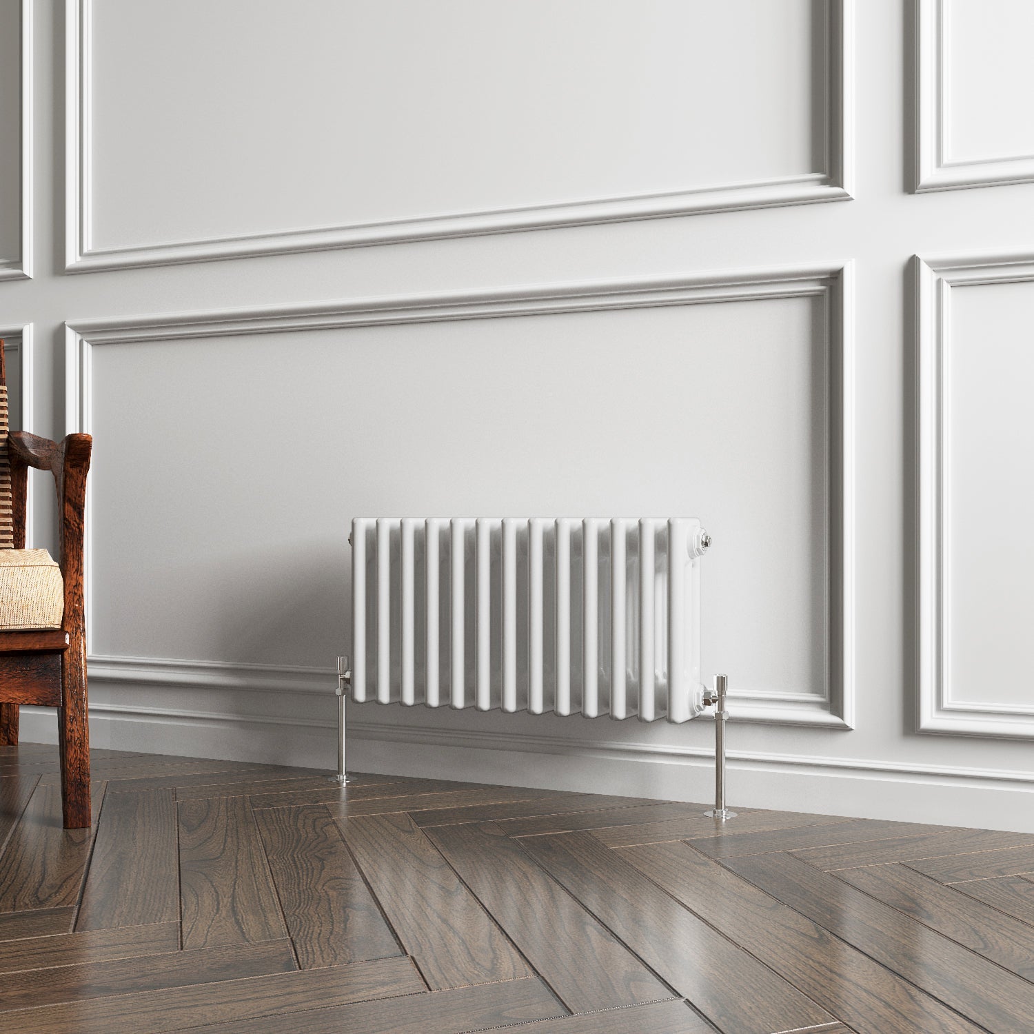 Aver-Growth- Traditional Horizontal 300x605mm 3 Columns White Cast Iron Radiator