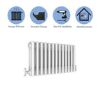 Aver-Growth- Traditional Horizontal 300x605mm 3 Columns White Cast Iron Radiator
