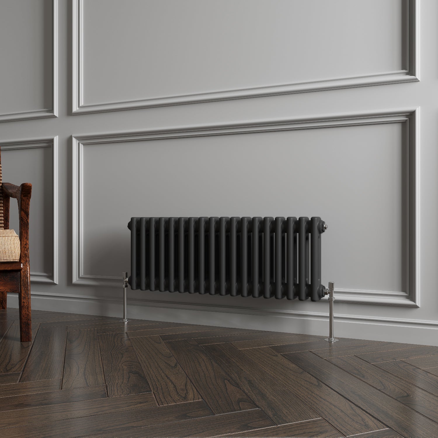 Aver-Growth- Traditional Horizontal 300x830mm 2 Columns Black Cast Iron Radiator