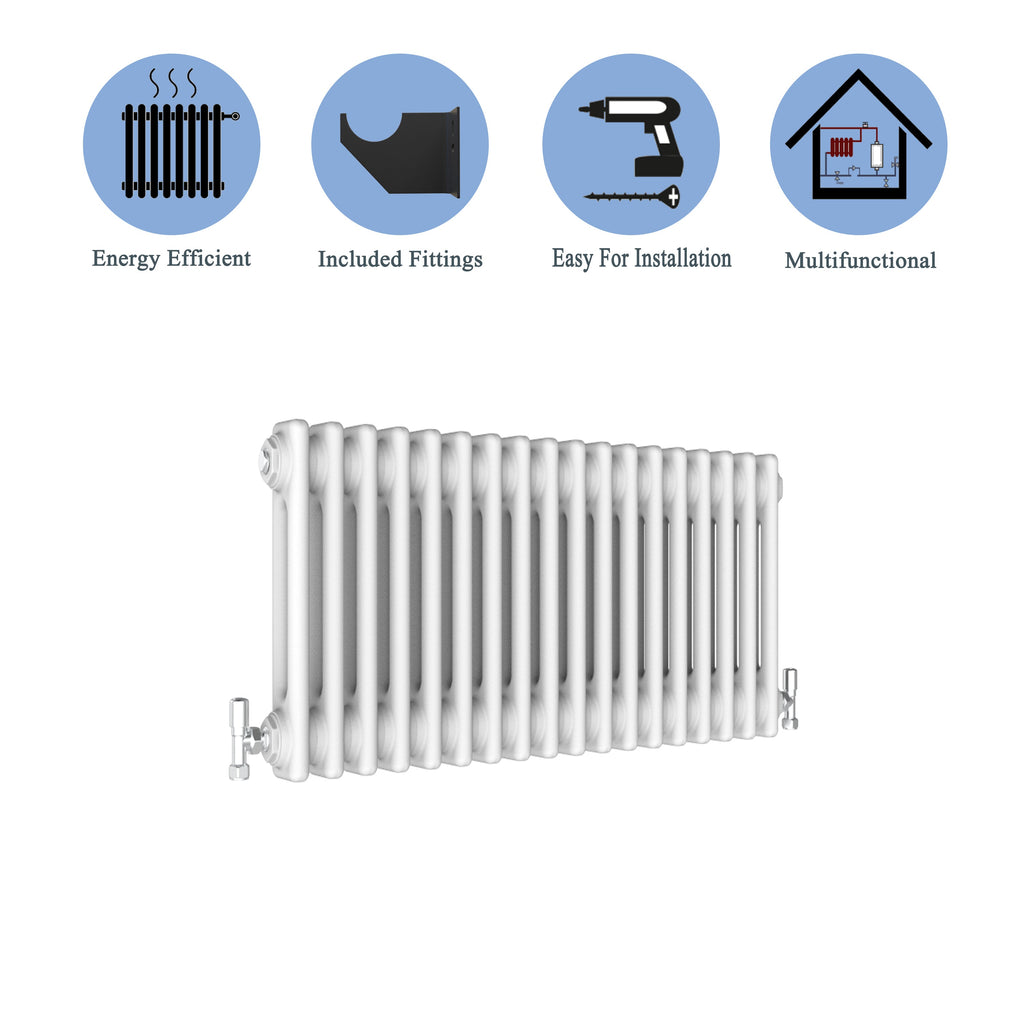 Aver-Growth- Traditional Horizontal 300x830mm 2 Columns White Cast Iron Radiator