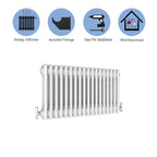 Aver-Growth- Traditional Horizontal 300x830mm 2 Columns White Cast Iron Radiator
