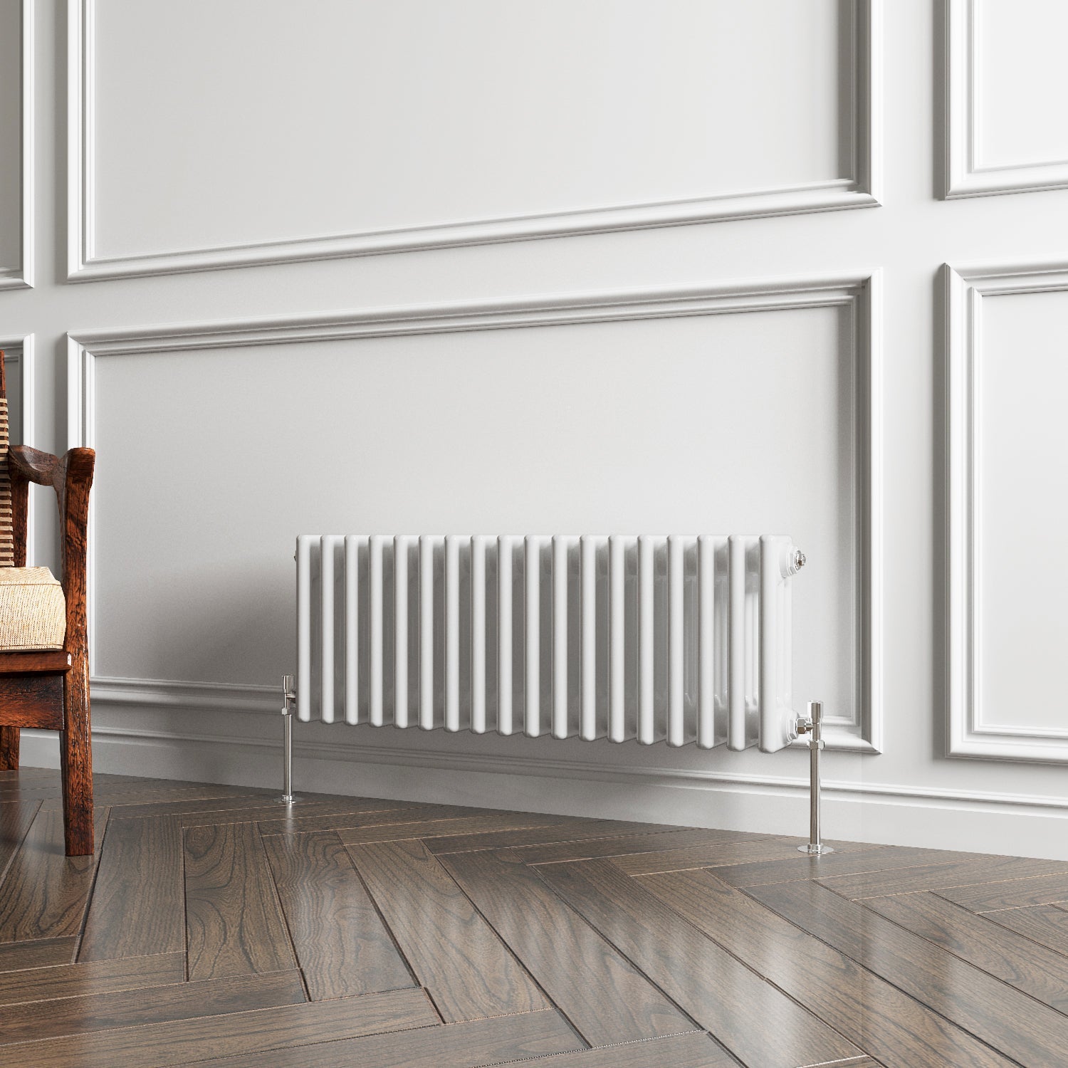 Aver-Growth- Traditional Horizontal 300x830mm 3 Columns White Cast Iron Radiator