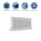 Aver-Growth- Traditional Horizontal 300x830mm 3 Columns White Cast Iron Radiator
