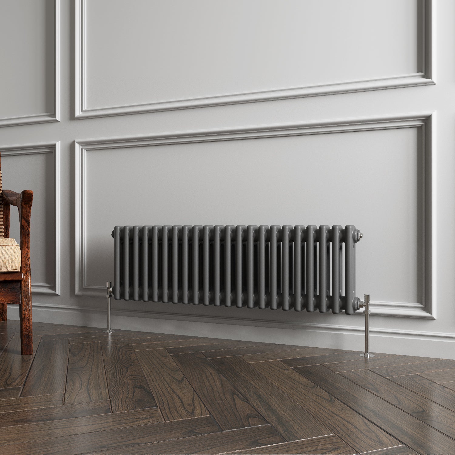 Aver-Growth- Traditional Horizontal 300x1010mm 2 Columns Anthracite Cast Iron Radiator