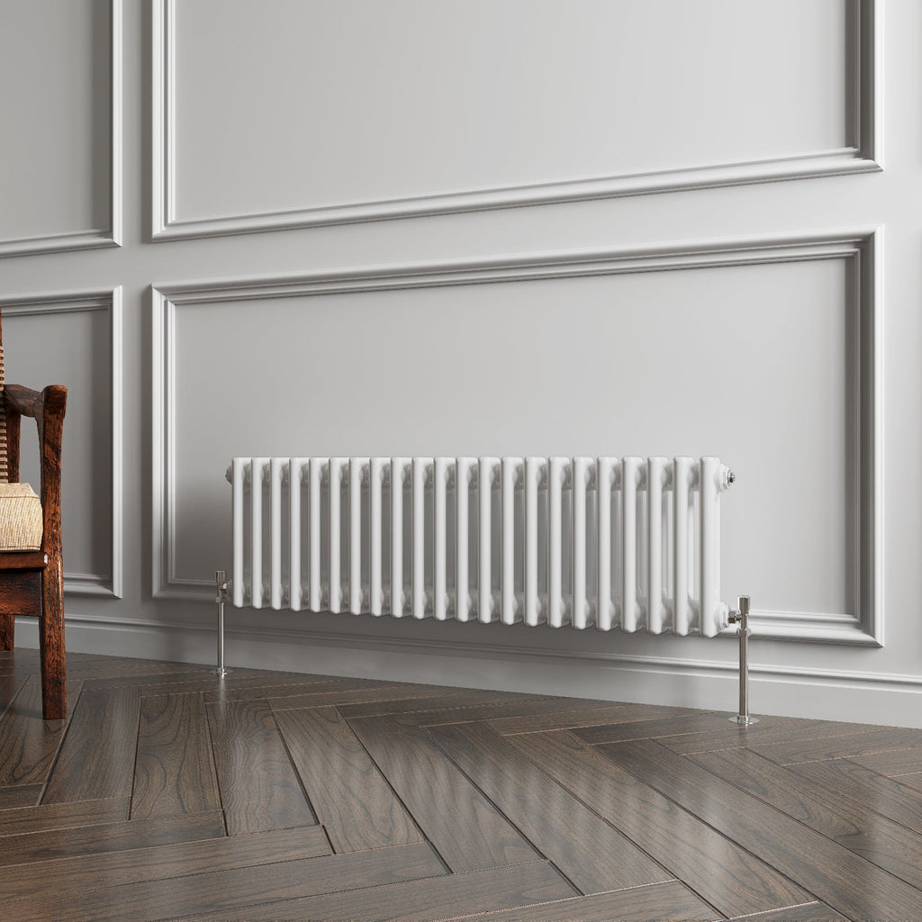 Aver-Growth- Traditional Horizontal 300x1010mm 2 Columns White Cast Iron Radiator