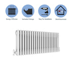 Aver-Growth- Traditional Horizontal 300x1010mm 3 Columns White Cast Iron Radiator