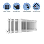 Aver-Growth- Traditional Horizontal 300x1190mm 2 Columns White Cast Iron Radiator