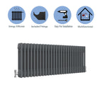 Aver-Growth- Traditional Horizontal 300x1190mm 3 Columns Anthracite Cast Iron Radiator