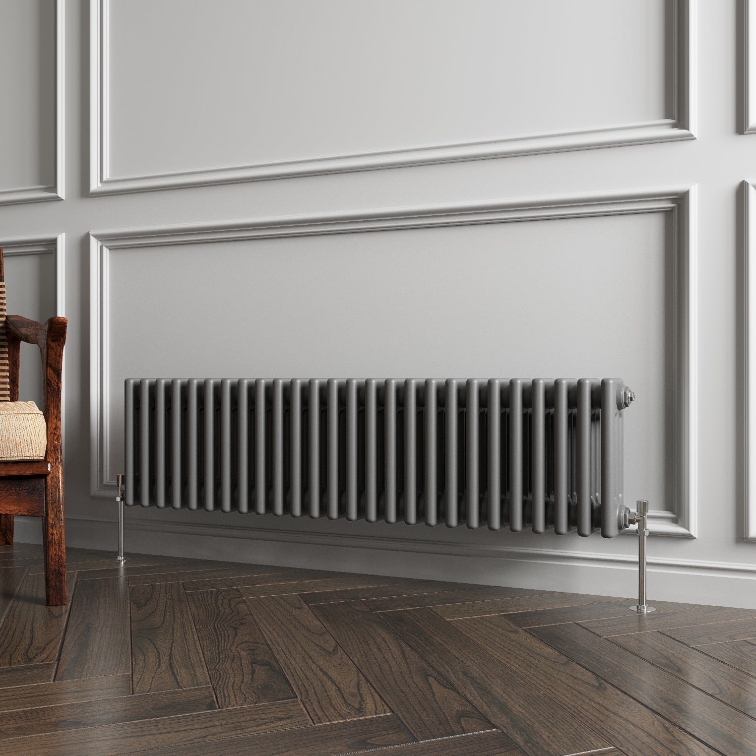 Aver-Growth- Traditional Horizontal 300x1190mm 3 Columns Anthracite Cast Iron Radiator