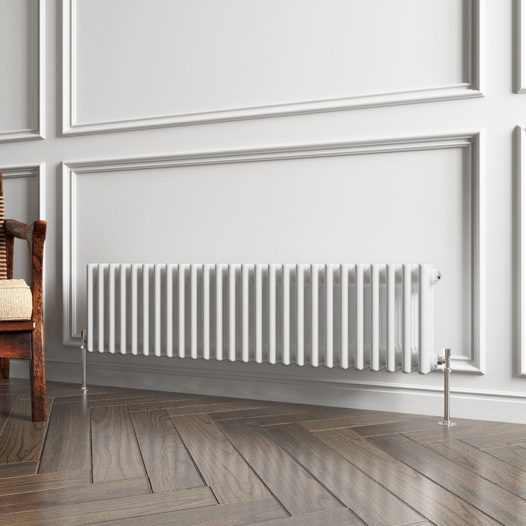 Aver-Growth- Traditional Horizontal 300x1190mm 3 Columns White Cast Iron Radiator