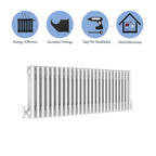 Aver-Growth- Traditional Horizontal 300x1190mm 3 Columns White Cast Iron Radiator
