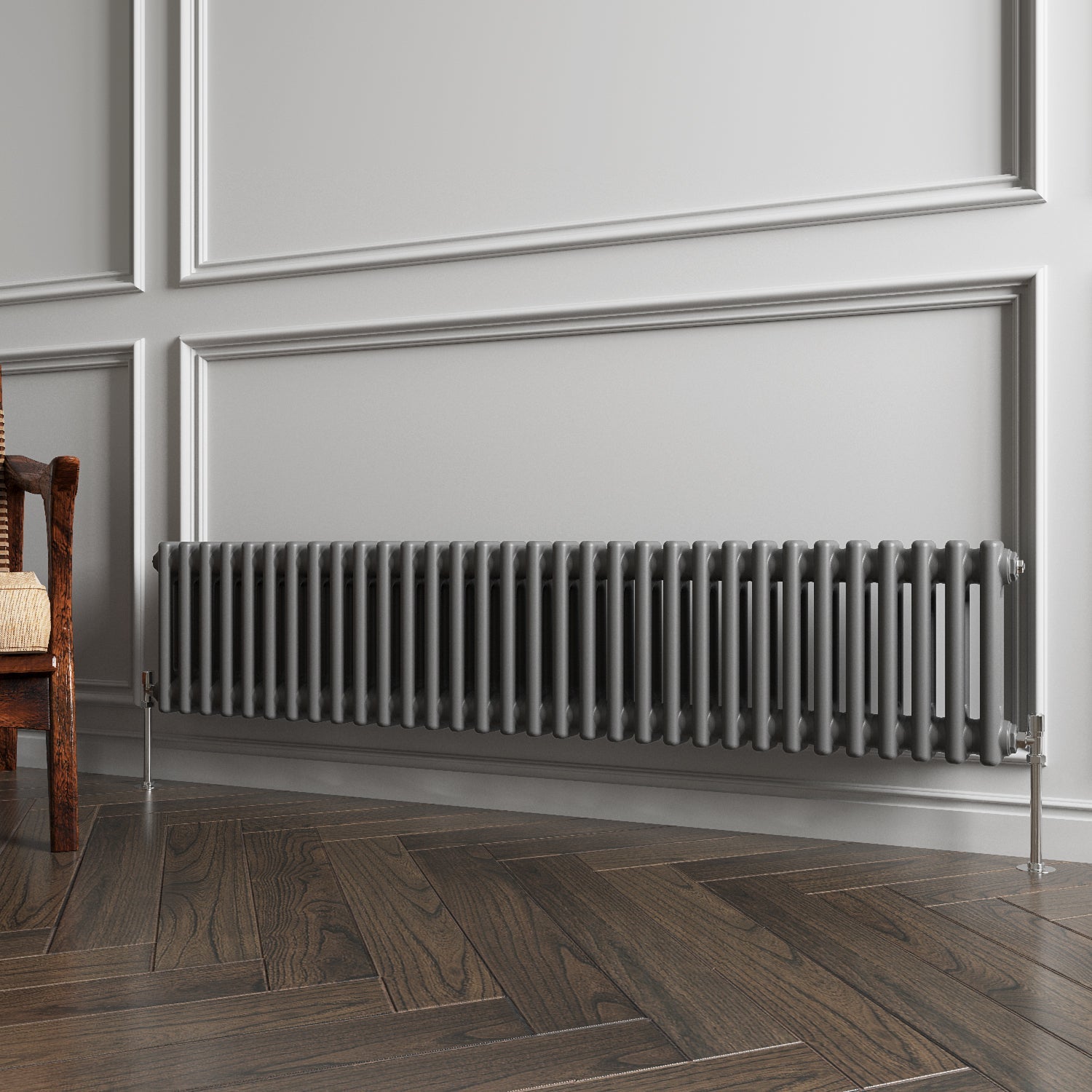 Aver-Growth- Traditional Horizontal 300x1460mm 2 Columns Anthracite Cast Iron Radiator