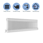 Aver-Growth- Traditional Horizontal 300x1460mm 2 Columns White Cast Iron Radiator