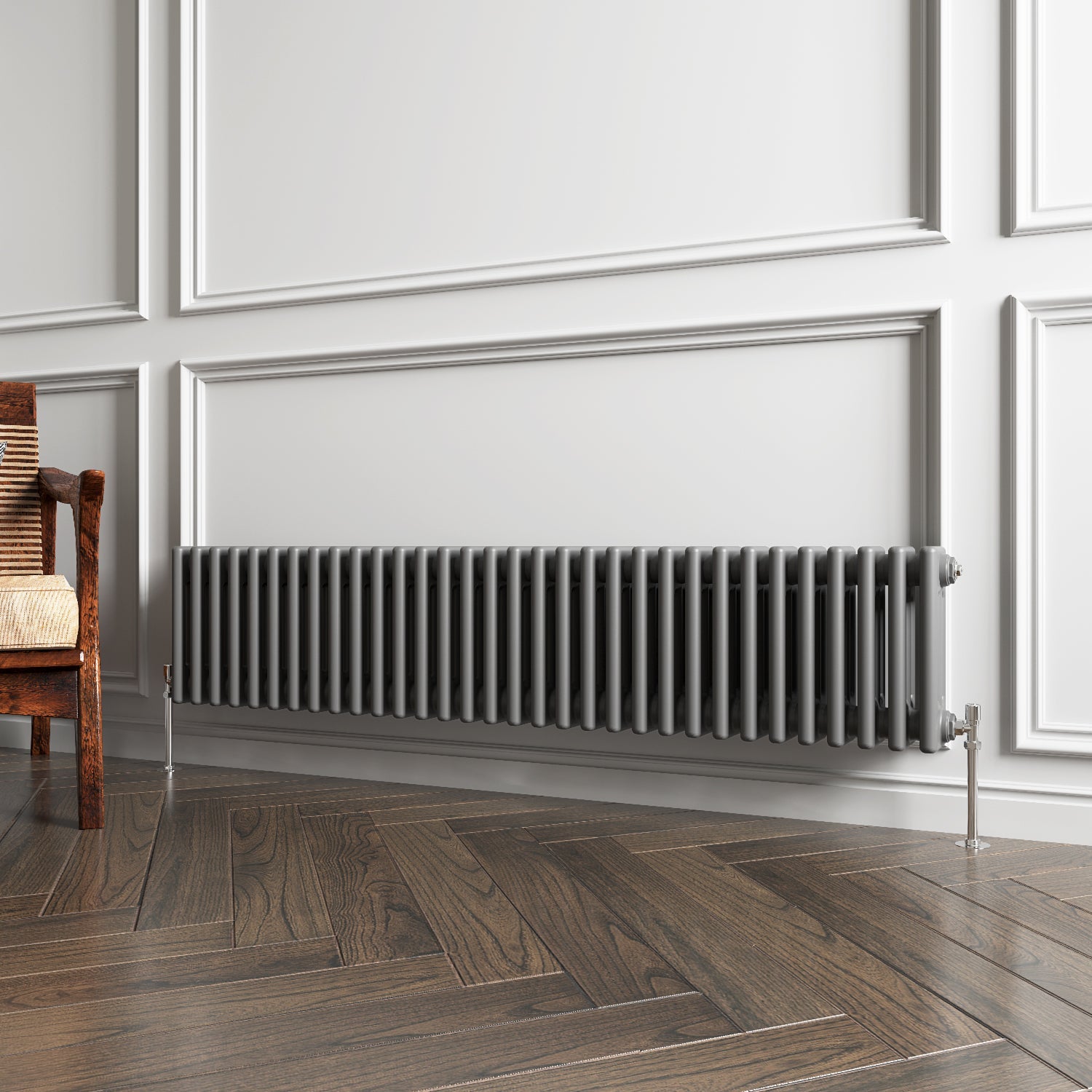 Aver-Growth- Traditional Horizontal 300x1460mm 3 Columns Anthracite Cast Iron Radiator