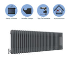 Aver-Growth- Traditional Horizontal 300x1460mm 3 Columns Anthracite Cast Iron Radiator