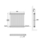 600x605mm white 2 columns traditional radiator dimension