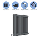 Aver-Growth- Traditional Horizontal 600x605mm 2 Columns Anthracite Cast Iron Radiator