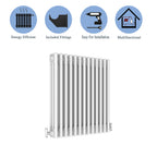 Aver-Growth- Traditional Horizontal 600x605mm 3 Columns White Cast Iron Radiator