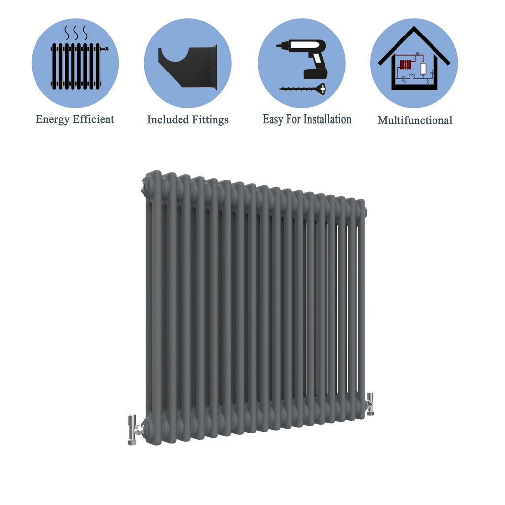 Aver-Growth- Traditional Horizontal 600x830mm 2 Columns Anthracite Cast Iron Radiator