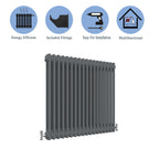 Aver-Growth- Traditional Horizontal 600x830mm 2 Columns Anthracite Cast Iron Radiator