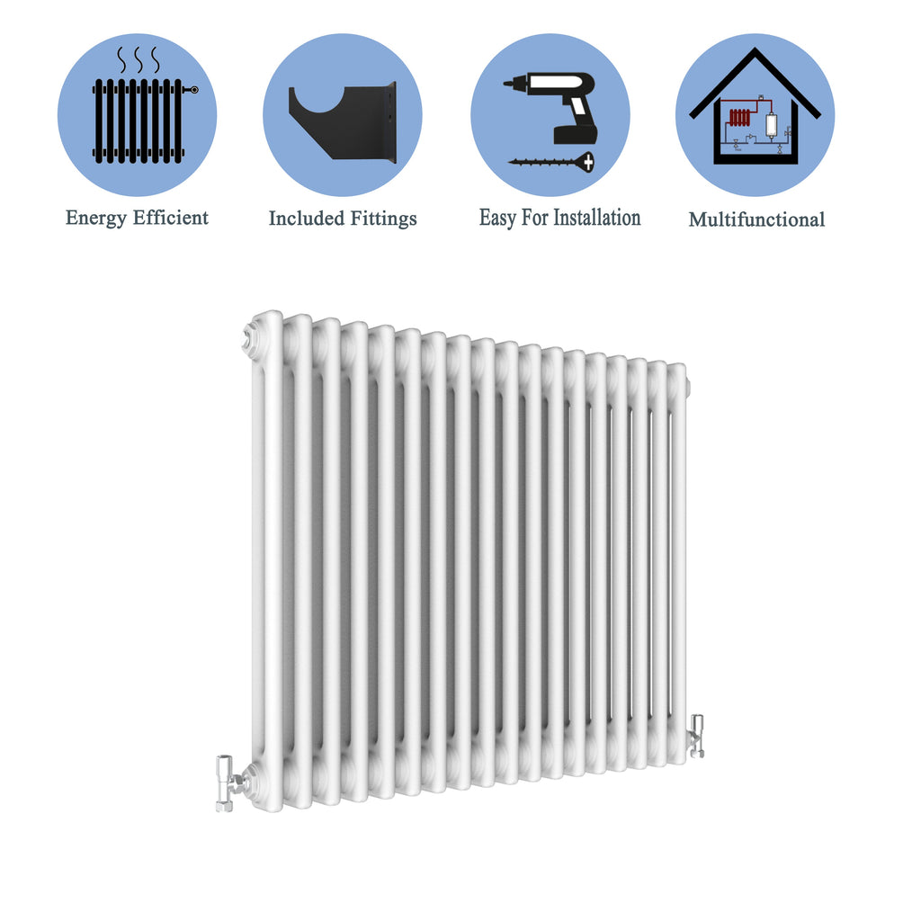 Aver-Growth- Traditional Horizontal 600x830mm 2 Columns White Cast Iron Radiator
