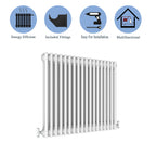 Aver-Growth- Traditional Horizontal 600x830mm 2 Columns White Cast Iron Radiator