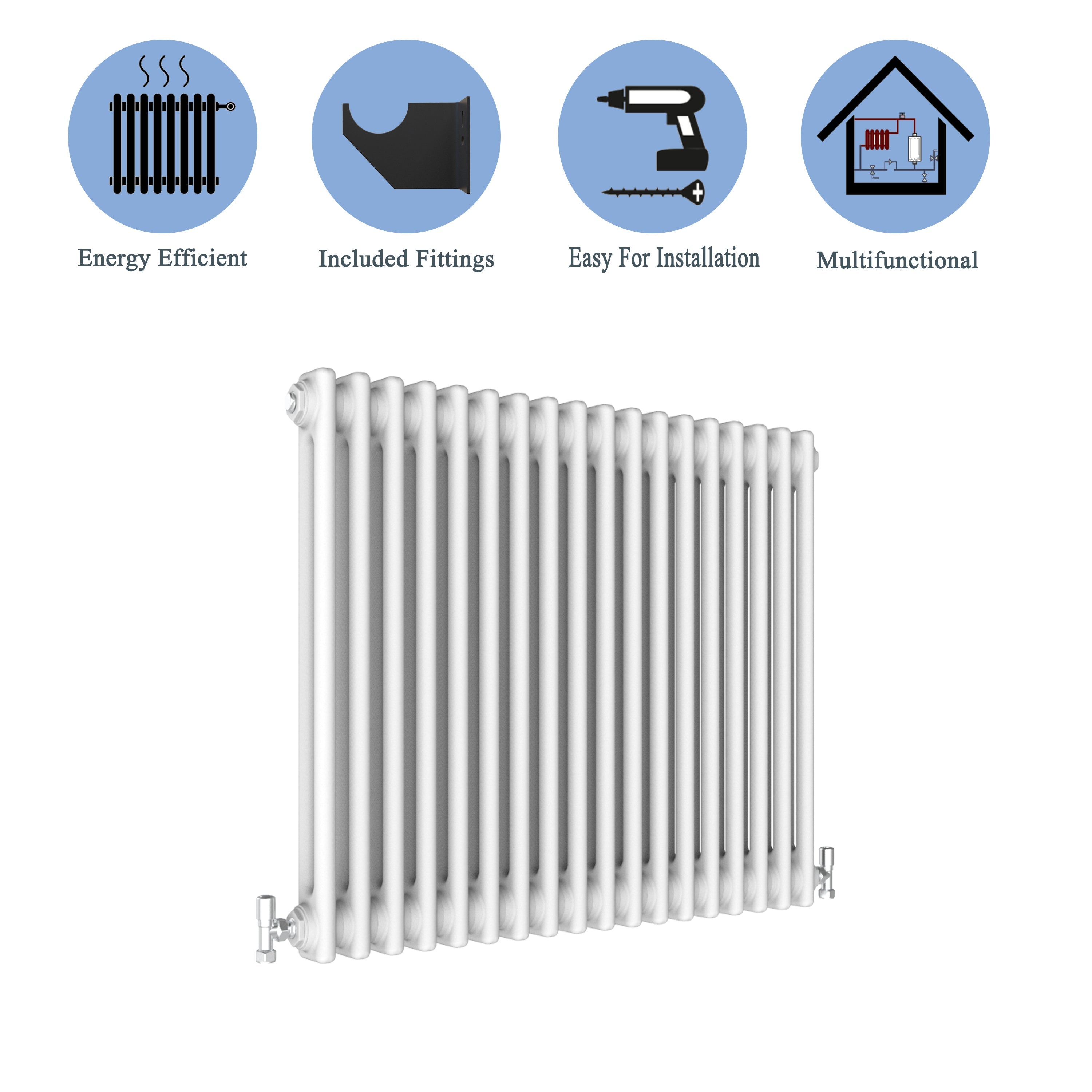 Aver-Growth- Traditional Horizontal 600x830mm 2 Columns White Cast Iron Radiator