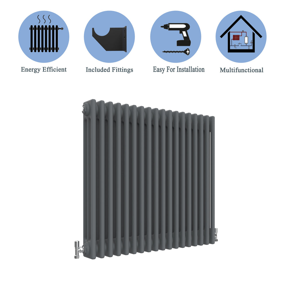 Aver-Growth- Traditional Horizontal 600x830mm 3 Columns Anthracite Cast Iron Radiator