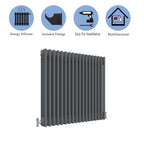 Aver-Growth- Traditional Horizontal 600x830mm 3 Columns Anthracite Cast Iron Radiator