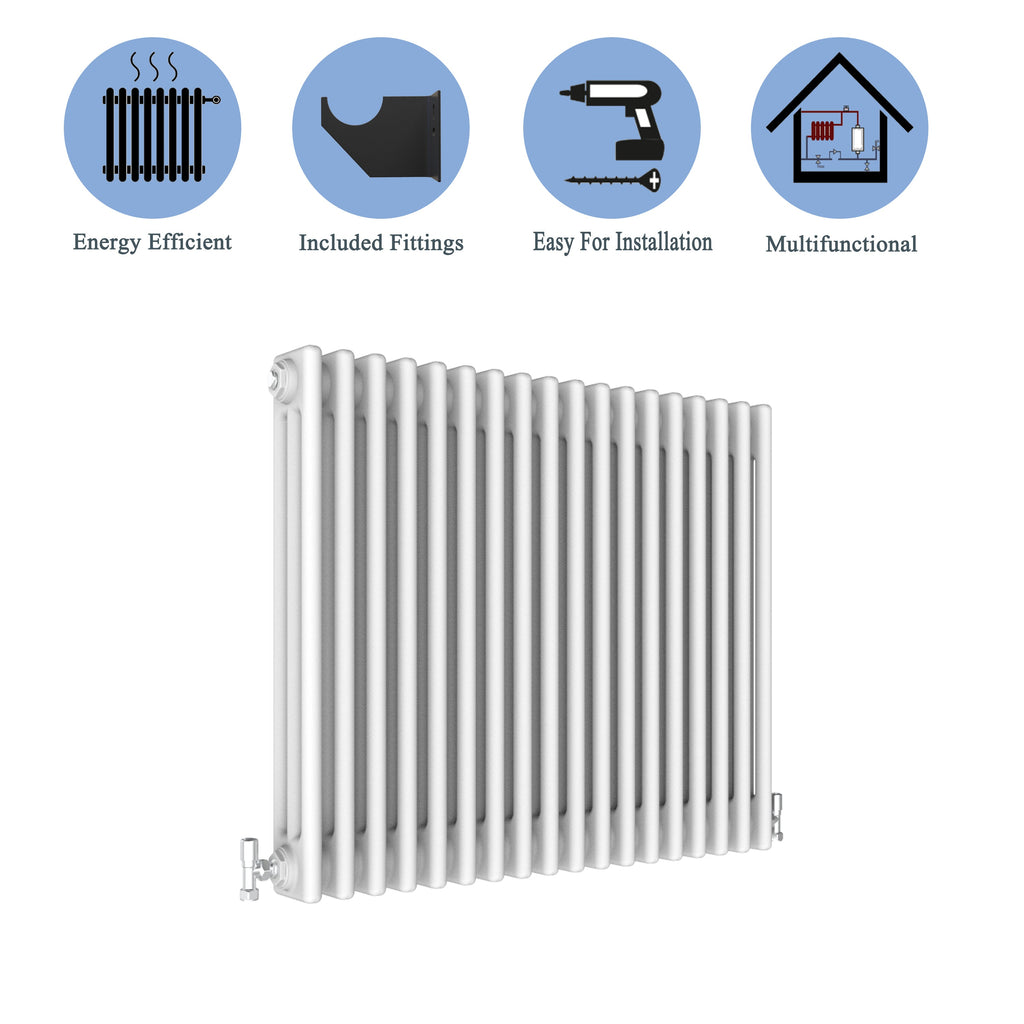 Aver-Growth- Traditional Horizontal 600x830mm 3 Columns White Cast Iron Radiator