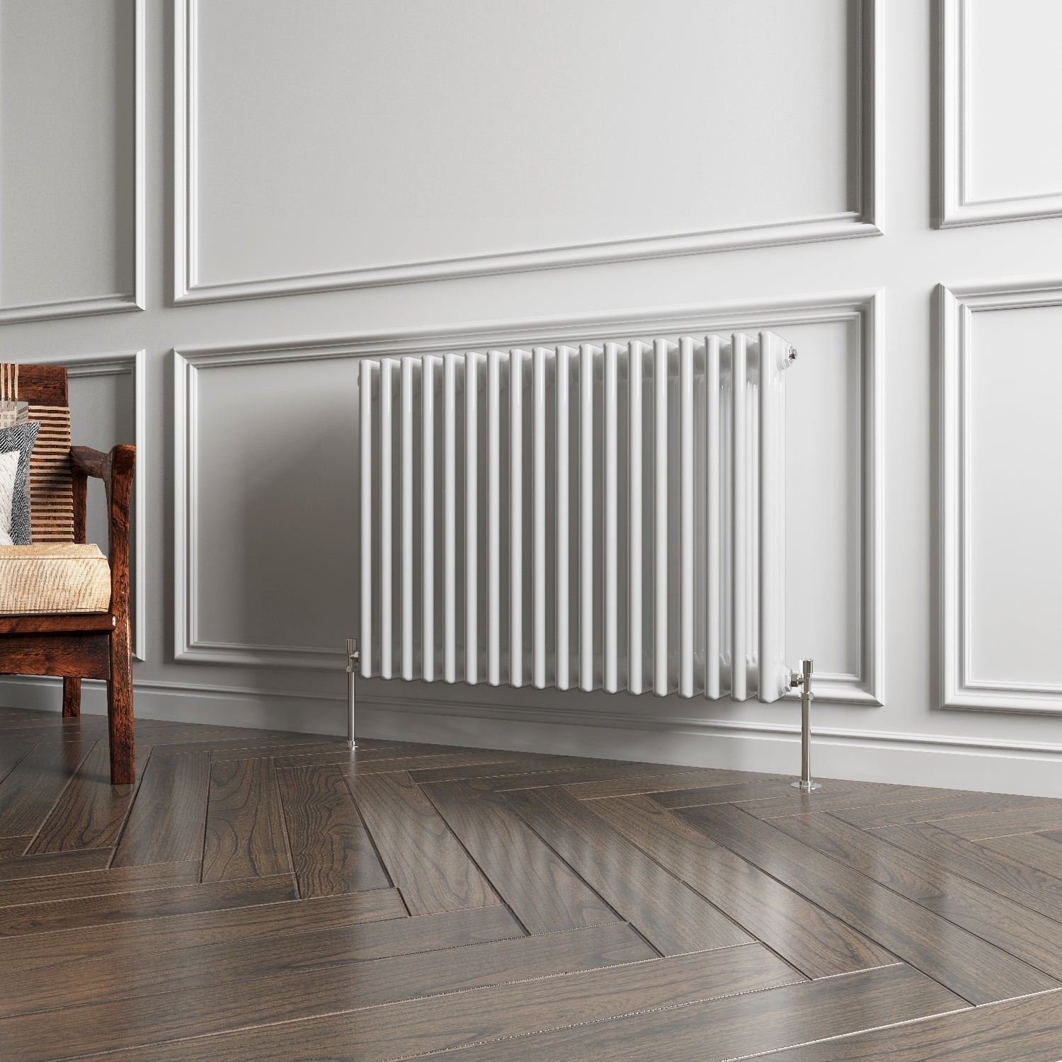 Aver-Growth- Traditional Horizontal 600x830mm 3 Columns White Cast Iron Radiator