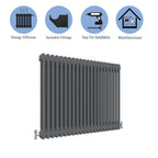 Aver-Growth- Traditional Horizontal 600x1010mm 2 Columns Anthracite Cast Iron Radiator
