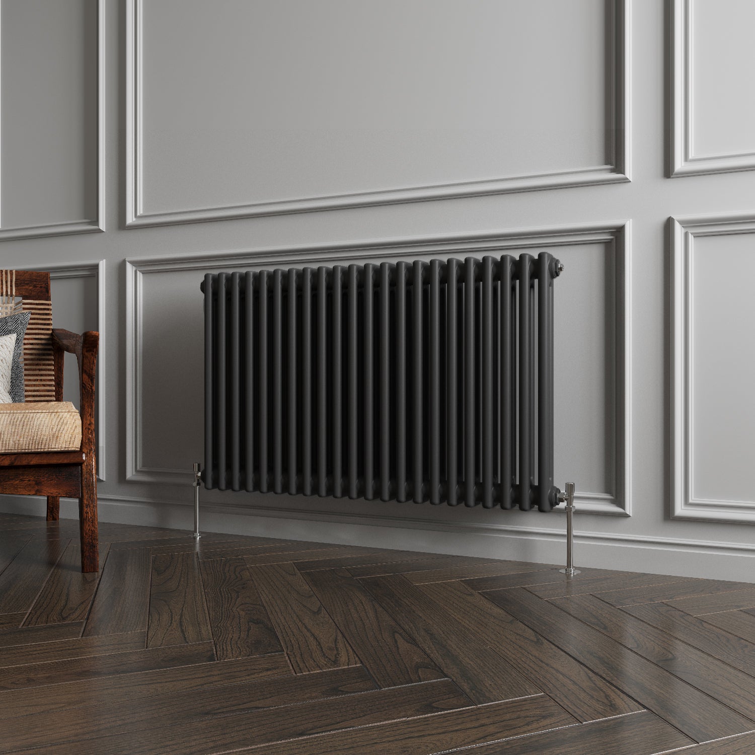 Aver-Growth- Traditional Horizontal 600x1010mm 2 Columns Black Cast Iron Radiator