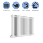 Aver-Growth- Traditional Horizontal 600x1010mm 2 Columns White Cast Iron Radiator