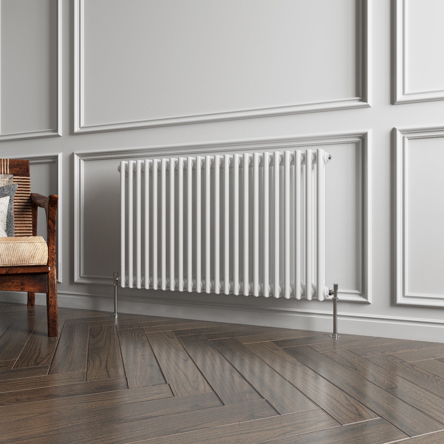 Aver-Growth- Traditional Horizontal 600x1010mm 2 Columns White Cast Iron Radiator