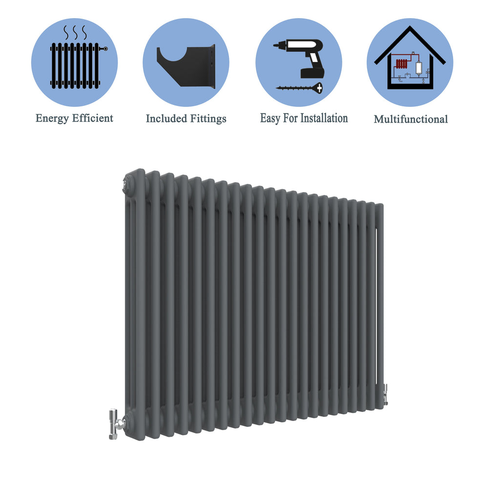 Aver-Growth- Traditional Horizontal 600x1010mm 3 Columns Anthracite Cast Iron Radiator