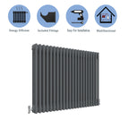 Aver-Growth- Traditional Horizontal 600x1010mm 3 Columns Anthracite Cast Iron Radiator